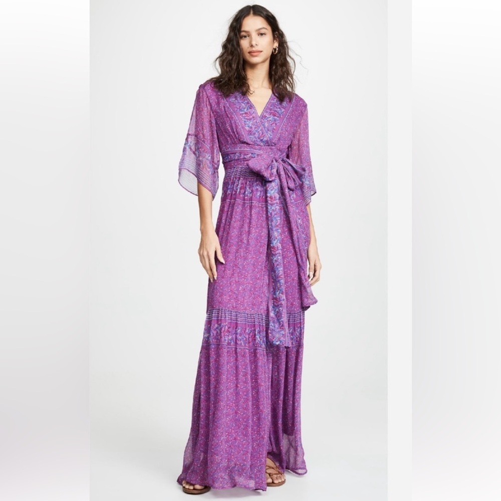 ba&sh Lavender Purple Floral Wrap Maxi Dress - Picture 2 of 10
